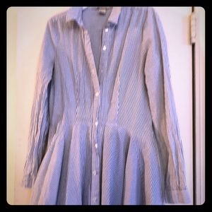 Blue pin strip tunic top